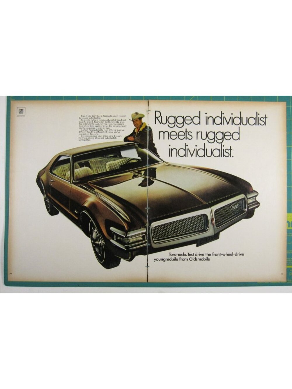 Print Ad Oldsmobile Toronado 1968 GM Front-Wheel Drive Rugged Car Cowboy 2 PG